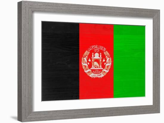 Afghanistan Flag Design with Wood Patterning - Flags of the World Series-Philippe Hugonnard-Framed Art Print
