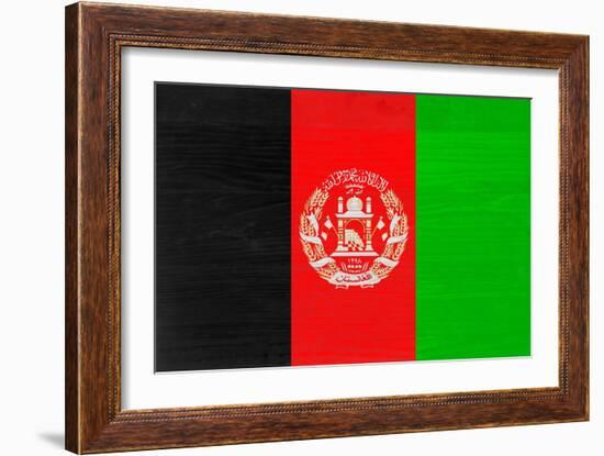 Afghanistan Flag Design with Wood Patterning - Flags of the World Series-Philippe Hugonnard-Framed Art Print