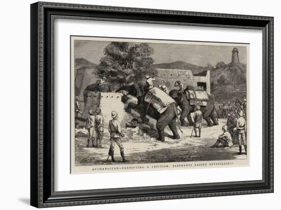 Afghanistan, Fortifying a Position, Elephants Razing Outbuildings-Harry Hamilton Johnston-Framed Giclee Print