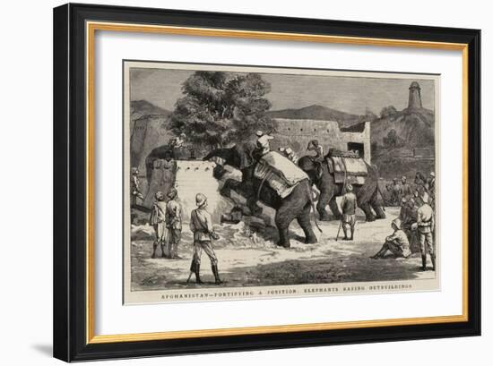 Afghanistan, Fortifying a Position, Elephants Razing Outbuildings-Harry Hamilton Johnston-Framed Giclee Print