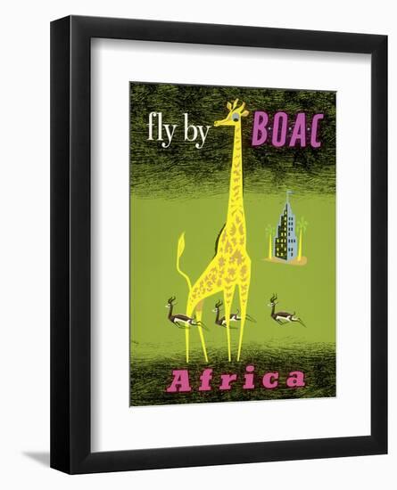 Africa - African Giraffe and Gazelles - Fly by BOAC-Laban-Framed Art Print