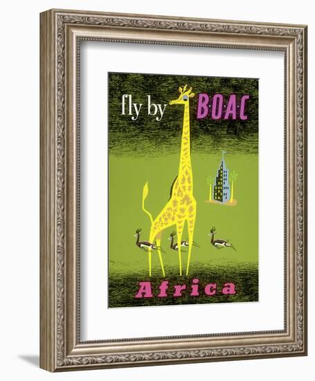 Africa - African Giraffe and Gazelles - Fly by BOAC-Laban-Framed Art Print