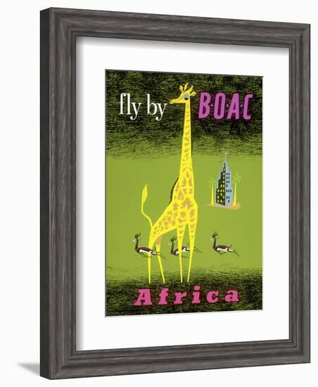 Africa - African Giraffe and Gazelles - Fly by BOAC-Laban-Framed Art Print