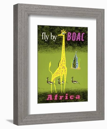 Africa - African Giraffe and Gazelles - Fly by BOAC-Laban-Framed Art Print