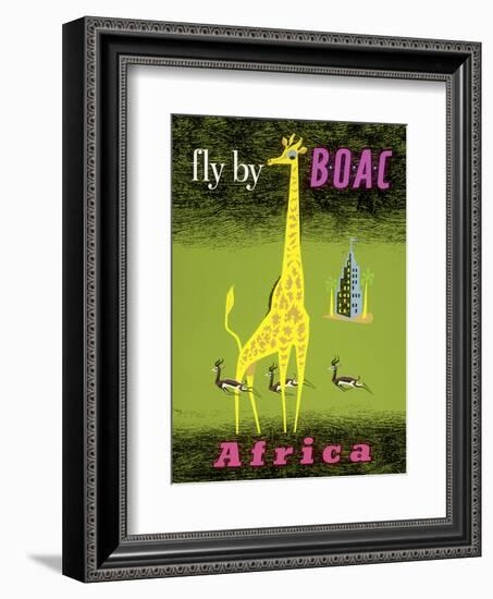 Africa - African Giraffe and Gazelles - Fly by BOAC-Laban-Framed Art Print