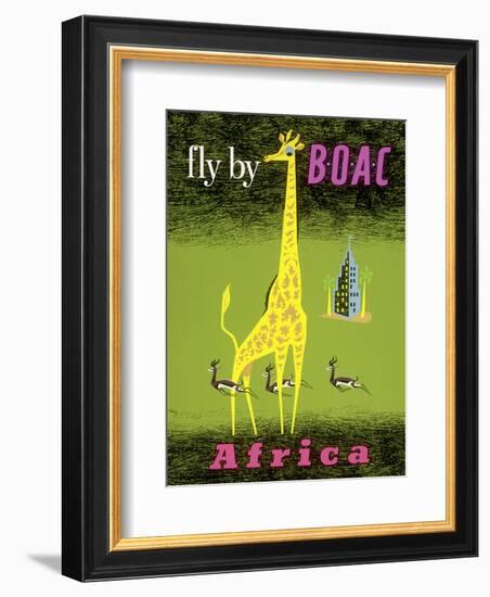 Africa - African Giraffe and Gazelles - Fly by BOAC-Laban-Framed Art Print