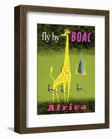 Africa - African Giraffe and Gazelles - Fly by BOAC-Laban-Framed Art Print