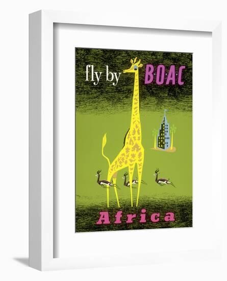 Africa - African Giraffe and Gazelles - Fly by BOAC-Laban-Framed Art Print