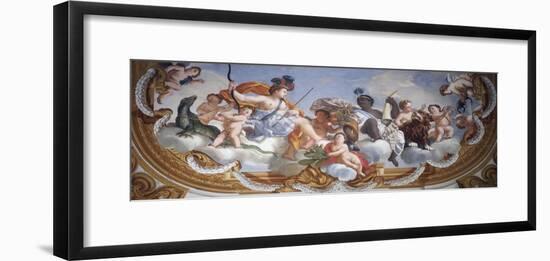 Africa and America, Detail of Fresco the Four Parts of the World, by Michelangelo Ricciolini-null-Framed Giclee Print