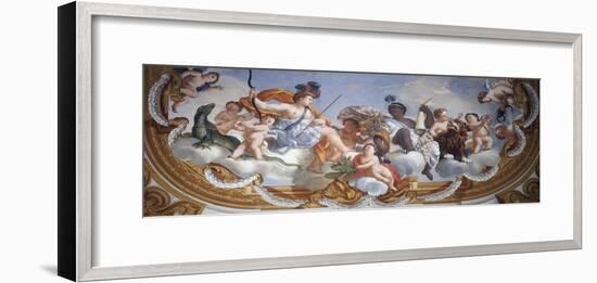 Africa and America, Detail of Fresco the Four Parts of the World, by Michelangelo Ricciolini-null-Framed Giclee Print