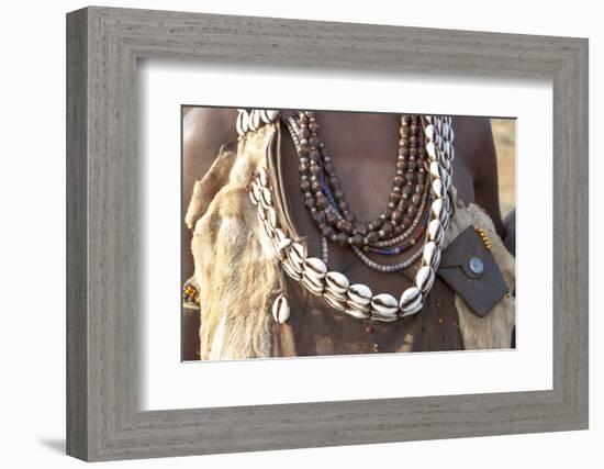 Africa, Ethiopia, South Omo, Hamer tribe. Detail of a necklace and cowrie shells.-Ellen Goff-Framed Photographic Print