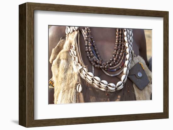 Africa, Ethiopia, South Omo, Hamer tribe. Detail of a necklace and cowrie shells.-Ellen Goff-Framed Photographic Print