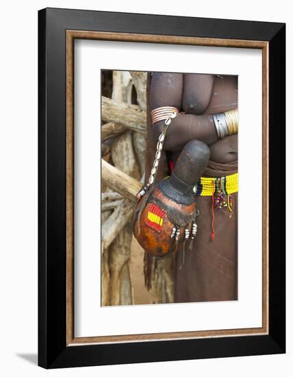 Africa, Ethiopia, South Omo, Hamer tribe. Detail of the calabash.-Ellen Goff-Framed Photographic Print