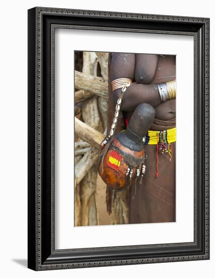 Africa, Ethiopia, South Omo, Hamer tribe. Detail of the calabash.-Ellen Goff-Framed Photographic Print