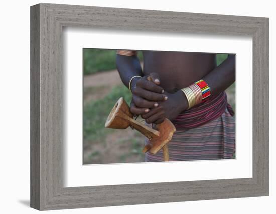 Africa, Ethiopia, South Omo, Hamer tribe. Hamer man with his traditional stool.-Ellen Goff-Framed Photographic Print