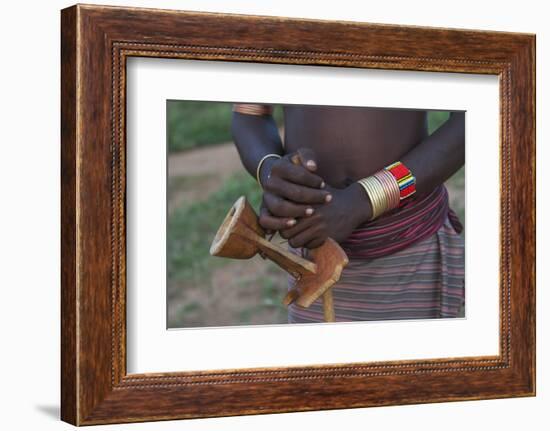 Africa, Ethiopia, South Omo, Hamer tribe. Hamer man with his traditional stool.-Ellen Goff-Framed Photographic Print