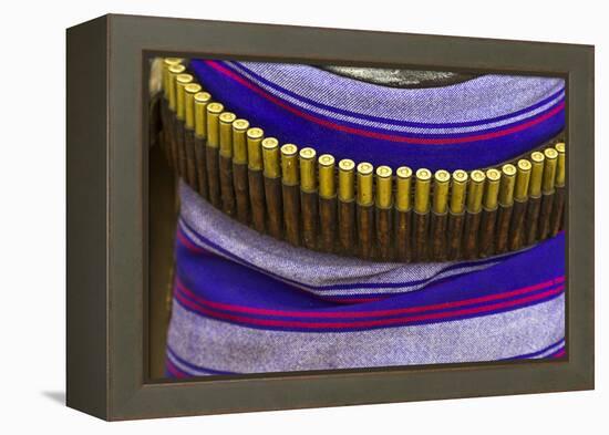 Africa, Ethiopia, Southern Omo, Karo Tribe. Cartridge belt with cartridges worn by a Karo man.-Ellen Goff-Framed Premier Image Canvas