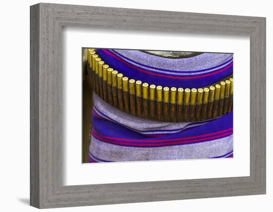 Africa, Ethiopia, Southern Omo, Karo Tribe. Cartridge belt with cartridges worn by a Karo man.-Ellen Goff-Framed Photographic Print