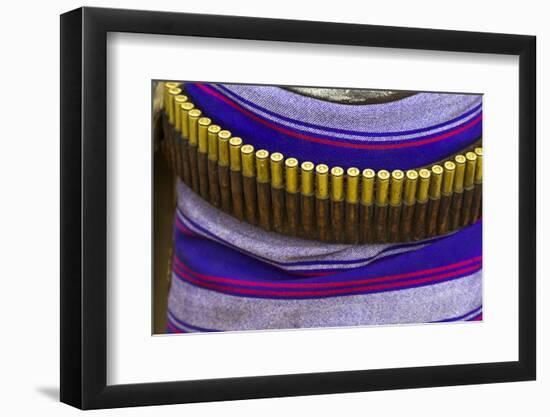 Africa, Ethiopia, Southern Omo, Karo Tribe. Cartridge belt with cartridges worn by a Karo man.-Ellen Goff-Framed Photographic Print