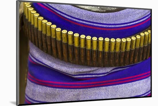 Africa, Ethiopia, Southern Omo, Karo Tribe. Cartridge belt with cartridges worn by a Karo man.-Ellen Goff-Mounted Photographic Print