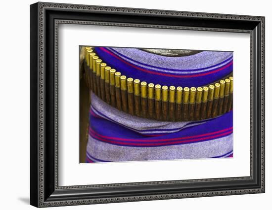 Africa, Ethiopia, Southern Omo, Karo Tribe. Cartridge belt with cartridges worn by a Karo man.-Ellen Goff-Framed Photographic Print