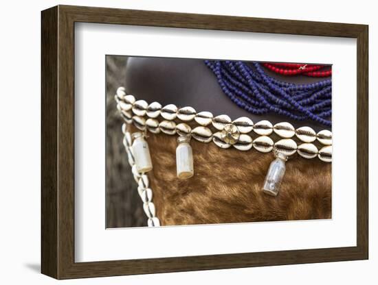 Africa, Ethiopia, Southern Omo, Karo Tribe. Details of a Karo woman's skin clothing.-Ellen Goff-Framed Photographic Print