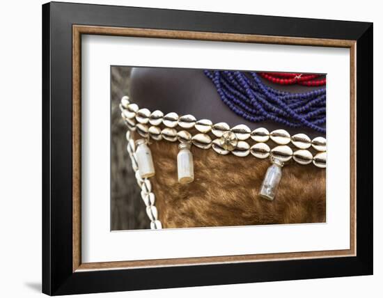 Africa, Ethiopia, Southern Omo, Karo Tribe. Details of a Karo woman's skin clothing.-Ellen Goff-Framed Photographic Print