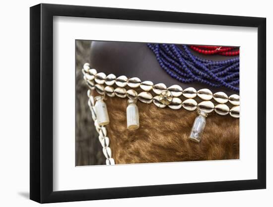 Africa, Ethiopia, Southern Omo, Karo Tribe. Details of a Karo woman's skin clothing.-Ellen Goff-Framed Photographic Print