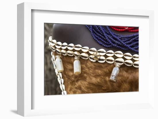 Africa, Ethiopia, Southern Omo, Karo Tribe. Details of a Karo woman's skin clothing.-Ellen Goff-Framed Photographic Print