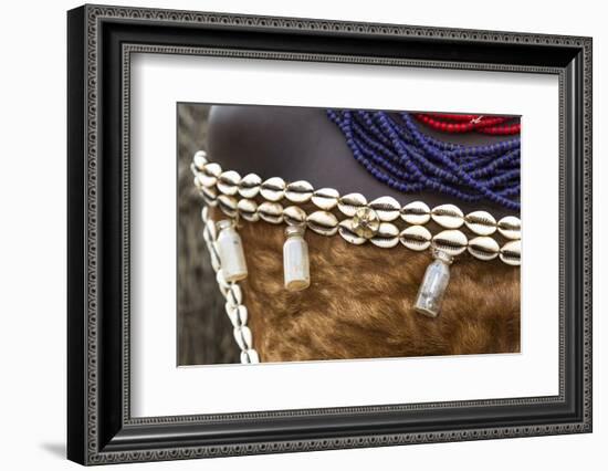 Africa, Ethiopia, Southern Omo, Karo Tribe. Details of a Karo woman's skin clothing.-Ellen Goff-Framed Photographic Print