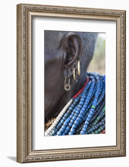 Africa, Ethiopia, Southern Omo Valley, An elderly Nyangton woman.-Ellen Goff-Framed Photographic Print