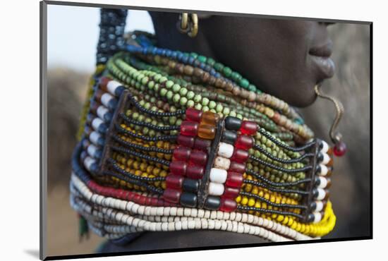 Africa, Ethiopia, Southern Omo Valley. Detail of a Nyangton woman's heavy bead necklace.-Ellen Goff-Mounted Photographic Print