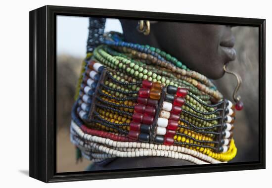 Africa, Ethiopia, Southern Omo Valley. Detail of a Nyangton woman's heavy bead necklace.-Ellen Goff-Framed Premier Image Canvas