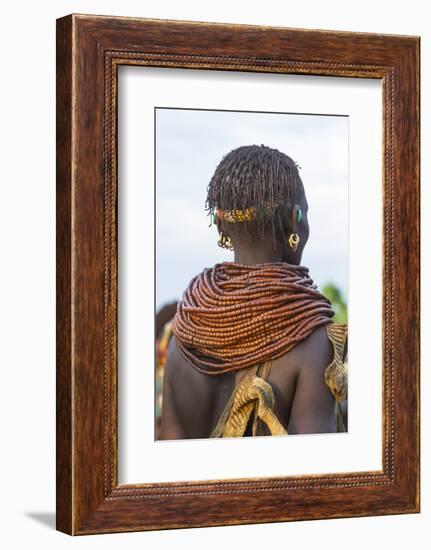 Africa, Ethiopia, Southern Omo Valley. Nyangatom woman wear heavy beads and other decorations.-Ellen Goff-Framed Photographic Print