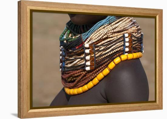 Africa, Ethiopia, Southern Omo Valley, Nyangton Tribe. Detail of a Nyangton woman's necklace.-Ellen Goff-Framed Premier Image Canvas