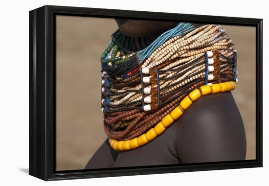 Africa, Ethiopia, Southern Omo Valley, Nyangton Tribe. Detail of a Nyangton woman's necklace.-Ellen Goff-Framed Premier Image Canvas