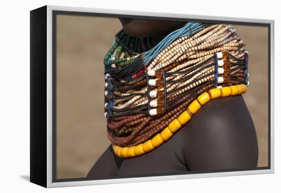 Africa, Ethiopia, Southern Omo Valley, Nyangton Tribe. Detail of a Nyangton woman's necklace.-Ellen Goff-Framed Premier Image Canvas