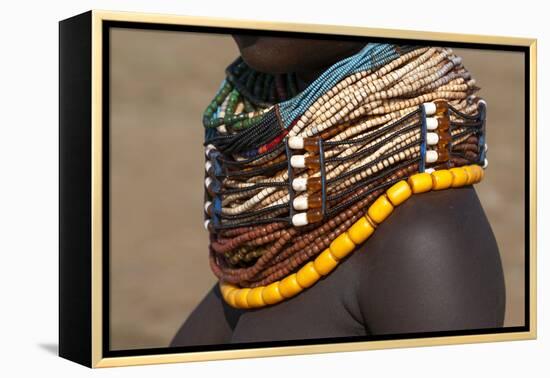 Africa, Ethiopia, Southern Omo Valley, Nyangton Tribe. Detail of a Nyangton woman's necklace.-Ellen Goff-Framed Premier Image Canvas