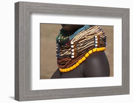 Africa, Ethiopia, Southern Omo Valley, Nyangton Tribe. Detail of a Nyangton woman's necklace.-Ellen Goff-Framed Photographic Print