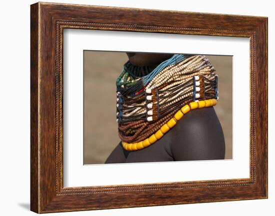 Africa, Ethiopia, Southern Omo Valley, Nyangton Tribe. Detail of a Nyangton woman's necklace.-Ellen Goff-Framed Photographic Print