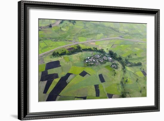 Africa, Ethiopian Highlands, Western Amhara. Aerial View of Village and Fields-Ellen Goff-Framed Photographic Print