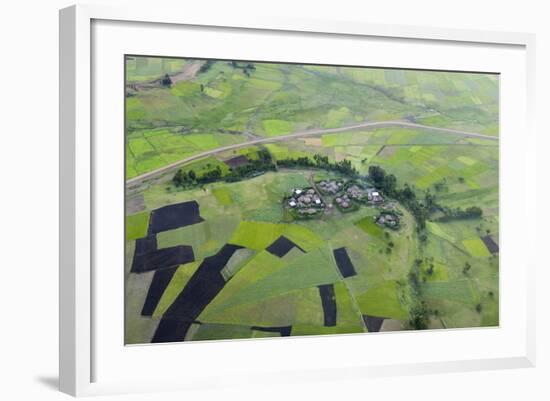 Africa, Ethiopian Highlands, Western Amhara. Aerial View of Village and Fields-Ellen Goff-Framed Photographic Print