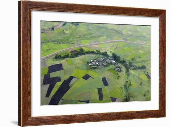 Africa, Ethiopian Highlands, Western Amhara. Aerial View of Village and Fields-Ellen Goff-Framed Photographic Print