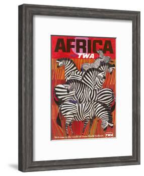 Africa - Fly TWA (Trans World Airlines) - Zebras-David Klein-Framed Giclee Print