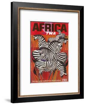 Africa - Fly TWA (Trans World Airlines) - Zebras-David Klein-Framed Giclee Print
