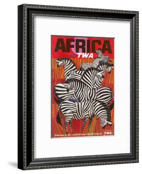 Africa - Fly TWA (Trans World Airlines) - Zebras-David Klein-Framed Giclee Print