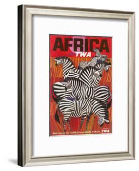 Africa - Fly TWA (Trans World Airlines) - Zebras-David Klein-Framed Giclee Print