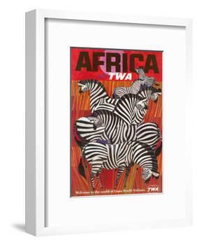 Africa - Fly TWA (Trans World Airlines) - Zebras-David Klein-Framed Giclee Print