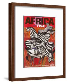 Africa - Fly TWA (Trans World Airlines) - Zebras-David Klein-Framed Giclee Print