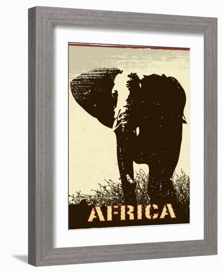 Africa Image With Elephant Silhouette-Phase4Photography-Framed Art Print